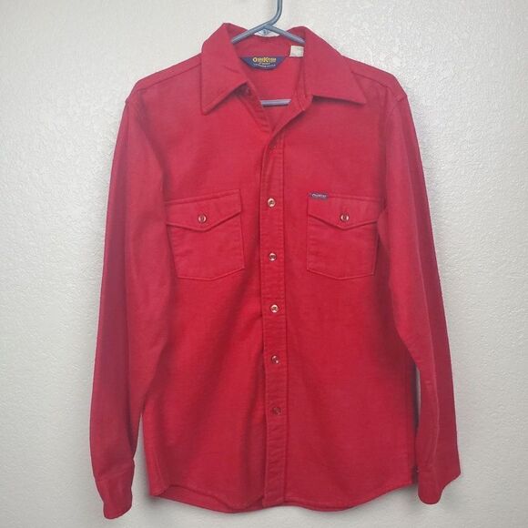 Oshkosh Bgosh Mens Button Down Shirt Vintage Red Flannel Long Sleeve Size Medium - Picture 1 of 10